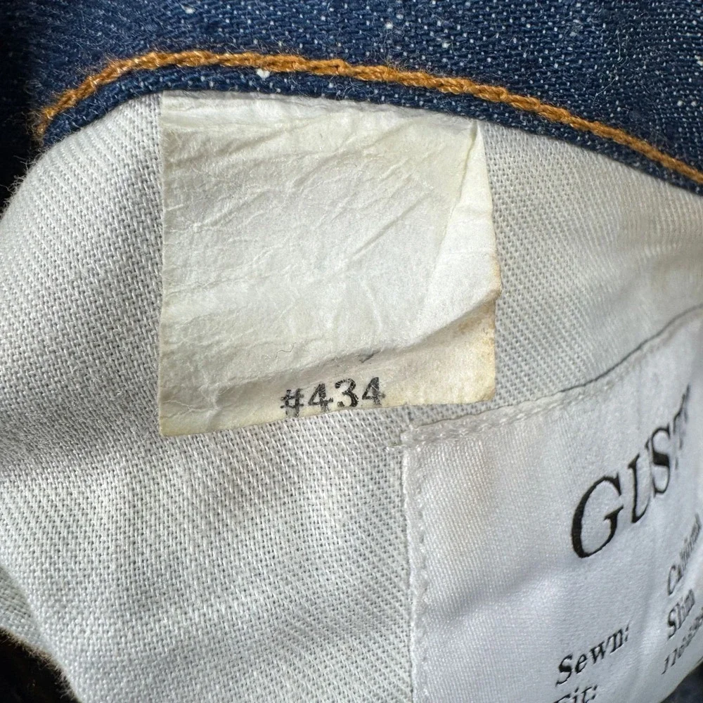 Gustin Slim Fit Mens 33x30 Blue Dark Wash Nep Denim Raw Button Fly Jeans